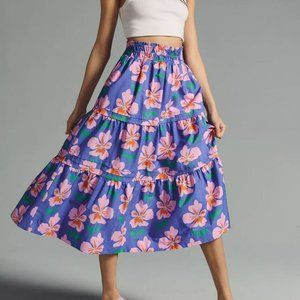 Vibrant Floral Maxi Skirt in Purple and Pink